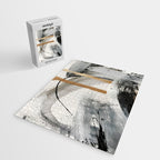 Armor [7]: a bold minimal abstract mixed media piece in gold, black and white Jigsaw Puzzle Gallery Image 2