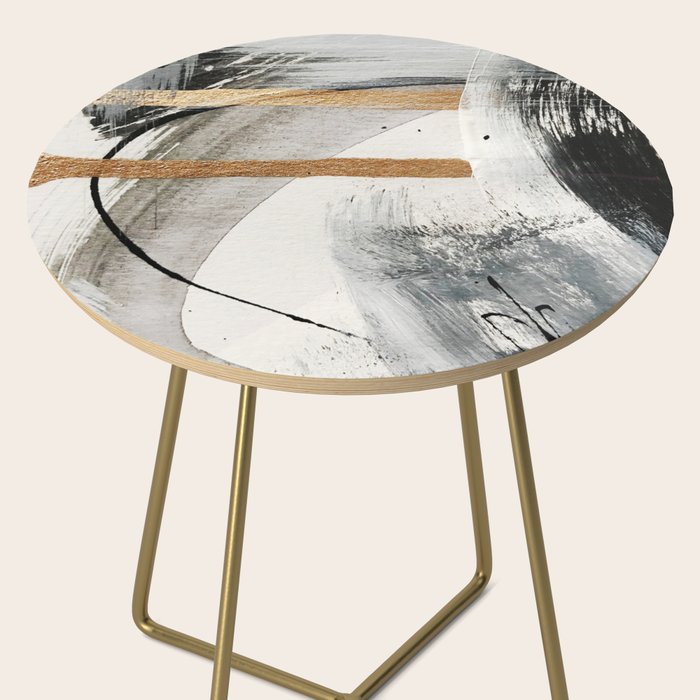 Armor [7]: a bold minimal abstract mixed media piece in gold, black and white Side Table Gallery Image 2
