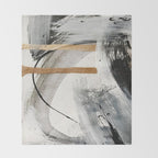Armor [7]: a bold minimal abstract mixed media piece in gold, black and white Throw Blanket Gallery Image 2