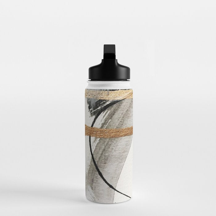 Armor [7]: a bold minimal abstract mixed media piece in gold, black and white Water Bottle Gallery Image 3