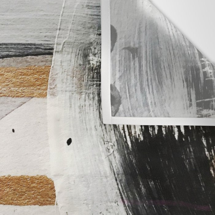 Armor [7]: a bold minimal abstract mixed media piece in gold, black and white Wall Tapestry Gallery Image 3