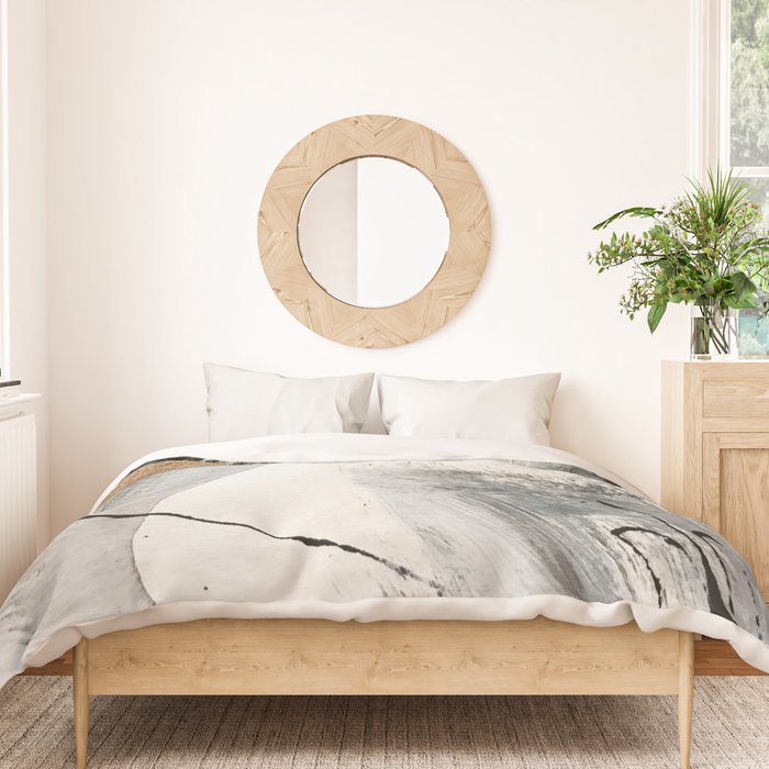 Armor [7]: a bold minimal abstract mixed media piece in gold, black and white Duvet Cover Gallery Image 3