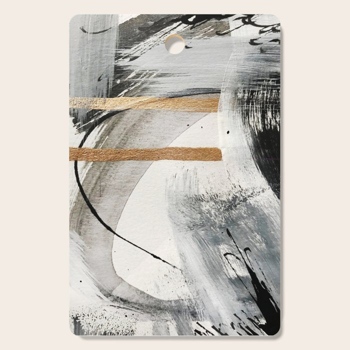 Armor [7]: a bold minimal abstract mixed media piece in gold, black and white Cutting Board Gallery Image 1