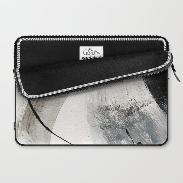 Armor [7]: a bold minimal abstract mixed media piece in gold, black and white Laptop Sleeve Gallery Image 2