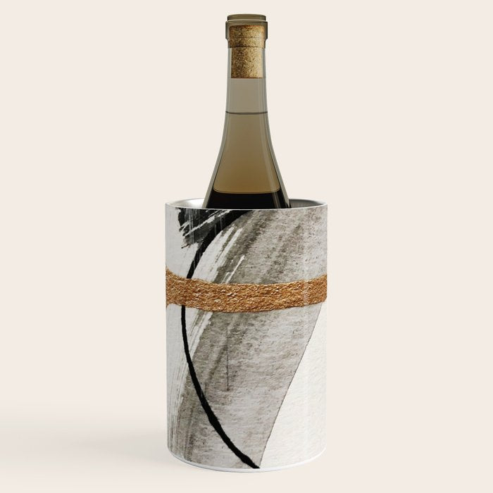 Armor [7]: a bold minimal abstract mixed media piece in gold, black and white Wine Chiller Gallery Image 2