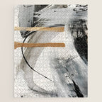 Armor [7]: a bold minimal abstract mixed media piece in gold, black and white Jigsaw Puzzle Gallery Image 1