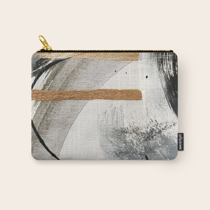 Armor [7]: a bold minimal abstract mixed media piece in gold, black and white Carry All Pouch Gallery Image 1