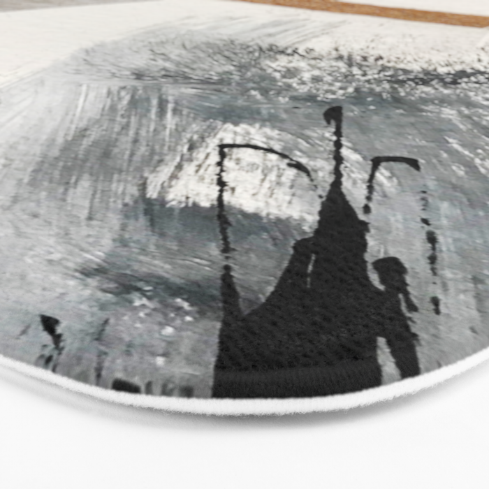 Armor [7]: a bold minimal abstract mixed media piece in gold, black and white Bath Mat Gallery Image 3