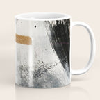 Armor [7]: a bold minimal abstract mixed media piece in gold, black and white Coffee Mug Gallery Image 1