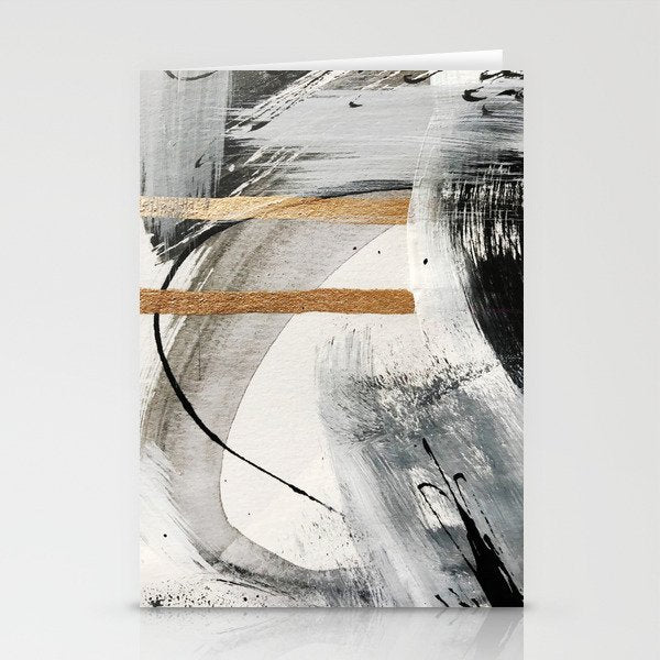 Armor [7]: a bold minimal abstract mixed media piece in gold, black and white Stationery Card Gallery Image 2