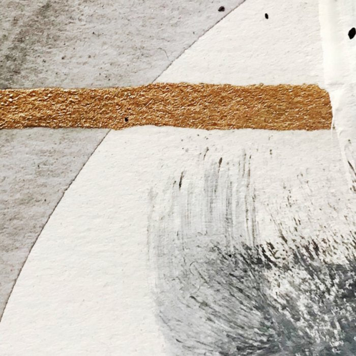 Armor [7]: a bold minimal abstract mixed media piece in gold, black and white Coffee Mug Gallery Image 2