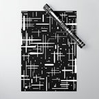 Mid-Century Modern Kinetikos Pattern in Black and White Wrapping Paper Gallery Image 1