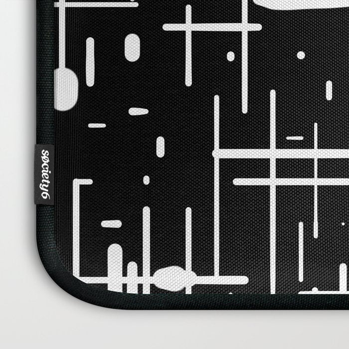 Mid-Century Modern Kinetikos Pattern in Black and White Laptop Sleeve Gallery Image 3