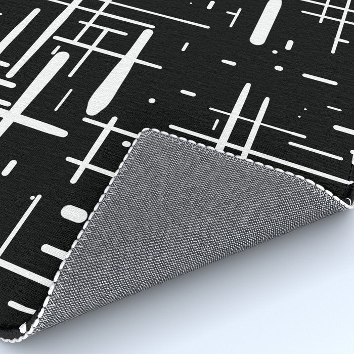 Mid-Century Modern Kinetikos Pattern in Black and White Rug Gallery Image 4