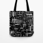 Mid-Century Modern Kinetikos Pattern in Black and White Tote Bag Gallery Image 1