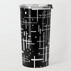 Mid-Century Modern Kinetikos Pattern in Black and White Travel Mug Gallery Image 2