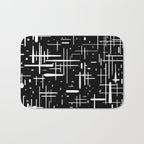 Mid-Century Modern Kinetikos Pattern in Black and White Bath Mat Gallery Image 1
