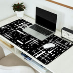Mid-Century Modern Kinetikos Pattern in Black and White Desk Mat Gallery Image 2
