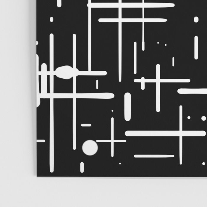 Mid-Century Modern Kinetikos Pattern in Black and White Poster Gallery Image 3