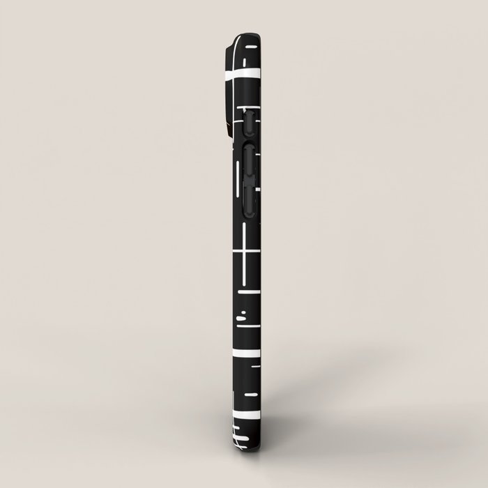 Mid-Century Modern Kinetikos Pattern in Black and White iPhone Case Gallery Image 2