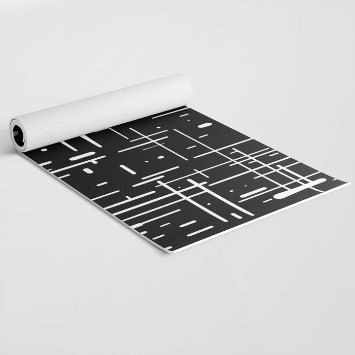 Mid-Century Modern Kinetikos Pattern in Black and White Yoga Mat Gallery Image 2
