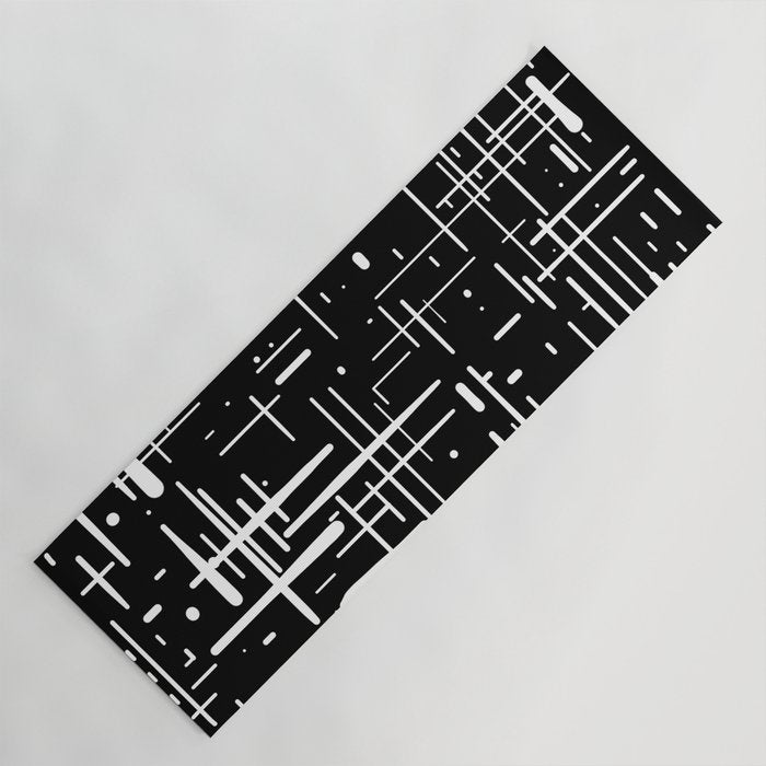 Mid-Century Modern Kinetikos Pattern in Black and White Yoga Mat Gallery Image 1