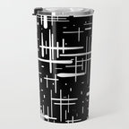 Mid-Century Modern Kinetikos Pattern in Black and White Travel Mug Gallery Image 3