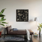Mid-Century Modern Kinetikos Pattern in Black and White Wood Wall Art Gallery Image 2