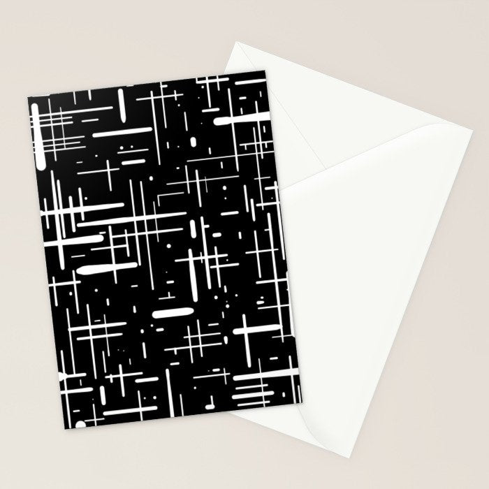 Mid-Century Modern Kinetikos Pattern in Black and White Stationery Card Gallery Image 2