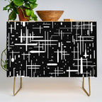 Mid-Century Modern Kinetikos Pattern in Black and White Credenza Gallery Image 1