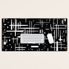 Mid-Century Modern Kinetikos Pattern in Black and White Desk Mat Gallery Image 1