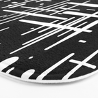 Mid-Century Modern Kinetikos Pattern in Black and White Bath Mat Gallery Image 3