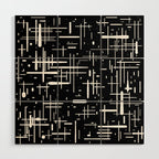 Mid-Century Modern Kinetikos Pattern in Black and White Wood Wall Art Gallery Image 1