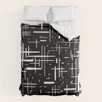 Mid-Century Modern Kinetikos Pattern in Black and White Duvet Cover Gallery Image 6