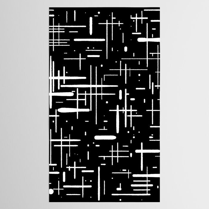 Mid-Century Modern Kinetikos Pattern in Black and White Tablecloth Gallery Image 2