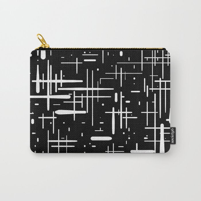 Mid-Century Modern Kinetikos Pattern in Black and White Carry All Pouch Gallery Image 1