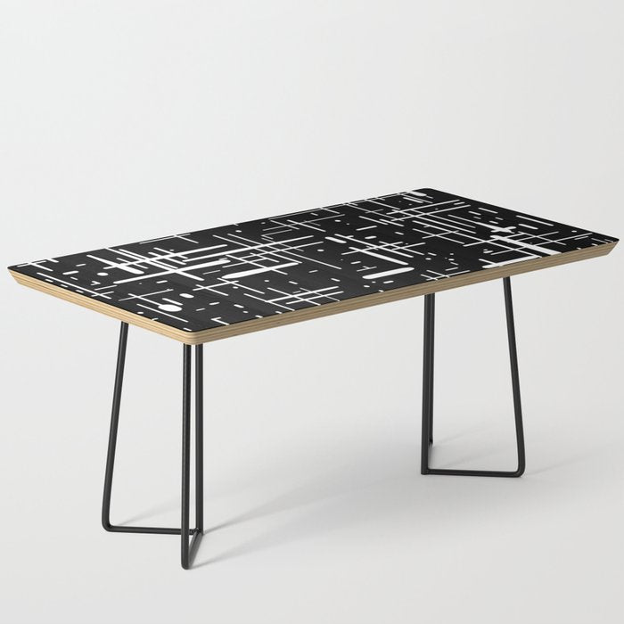 Mid-Century Modern Kinetikos Pattern in Black and White Coffee Table Gallery Image 1