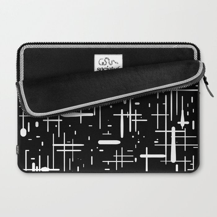 Mid-Century Modern Kinetikos Pattern in Black and White Laptop Sleeve Gallery Image 2