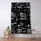 Mid-Century Modern Kinetikos Pattern in Black and White Window Curtain Gallery Image 5