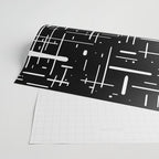 Mid-Century Modern Kinetikos Pattern in Black and White Wrapping Paper Gallery Image 2
