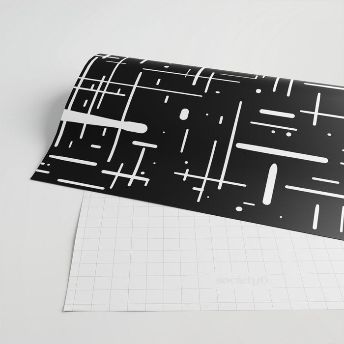 Mid-Century Modern Kinetikos Pattern in Black and White Wrapping Paper Gallery Image 2