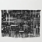 Mid-Century Modern Kinetikos Pattern in Black and White Wall Hanging Gallery Image 1