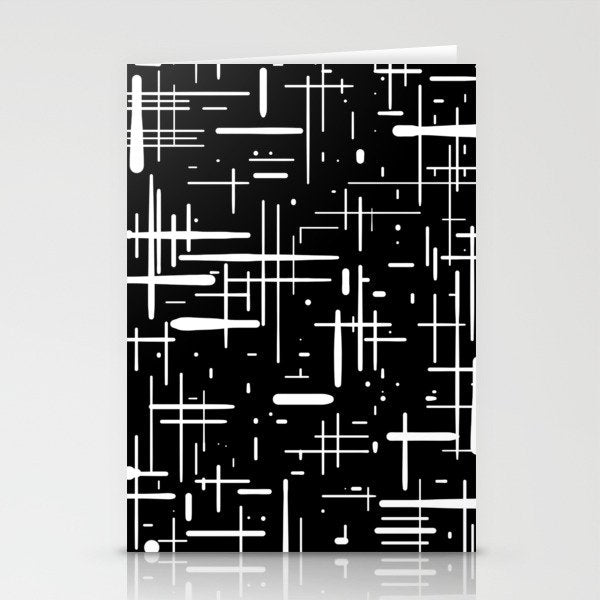 Mid-Century Modern Kinetikos Pattern in Black and White Stationery Card Gallery Image 2
