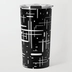 Mid-Century Modern Kinetikos Pattern in Black and White Travel Mug Gallery Image 1