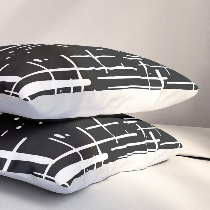Mid-Century Modern Kinetikos Pattern in Black and White Pillow Sham Gallery Image 3