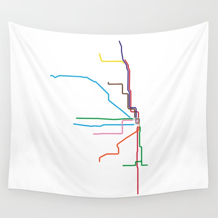Chicago Transit Map Wall Tapestry Gallery Image 4