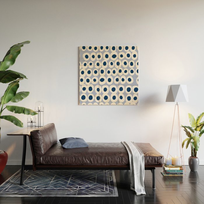 Wonderful bold dots blue Wood Wall Art Gallery Image 2