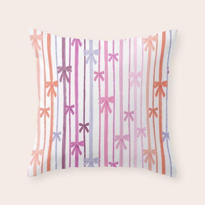 Bow Stripes Throw Pillow Gallery Image 6