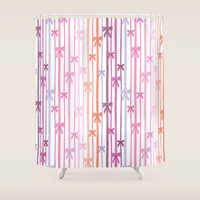 Bow Stripes Shower Curtain Gallery Image 1