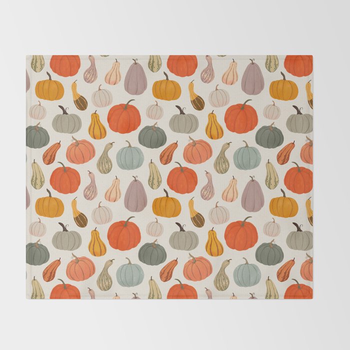 Autumn Pumpkins and Squash Throw Blanket Gallery Image 2